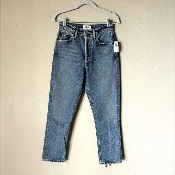 NWT Agolde Riley Blue Jeans High Rise Crop Ankle Straight Leg Size 24 - Picture 7 of 14